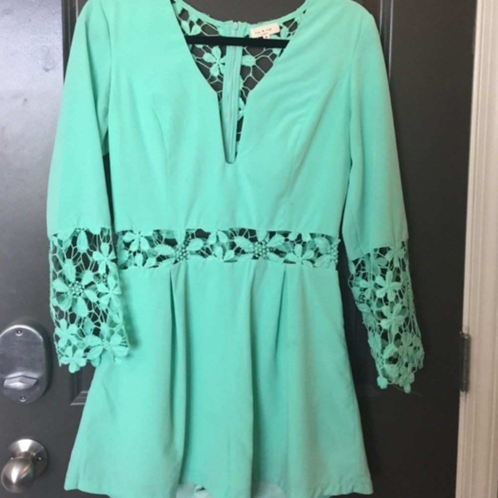 Tea & Cup Mint Green Romper